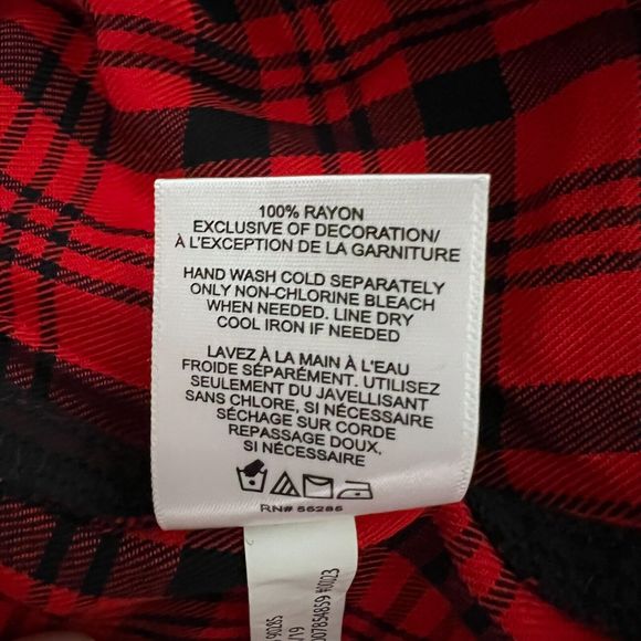 Express‎ Dress Womens XS Red Black Plaid Shirt Dress Twist Front Office Casual - Picture 9 of 9